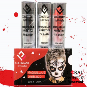 SET MAQUILLAJE EN BARRA HALLOWEEN X 3 UNIDADES (4 grms c/u) PINTAFAN ART 791-01